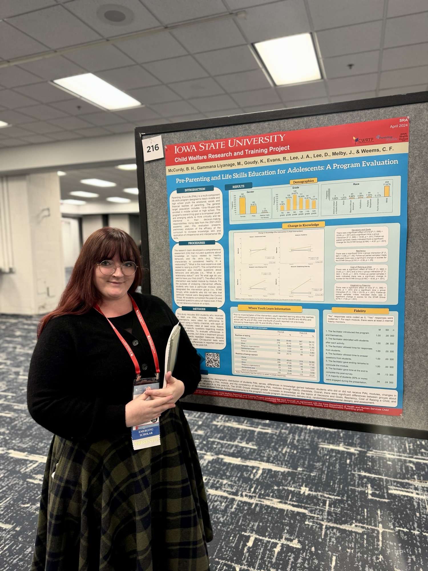 Bethany McCurdy posing with her research poster