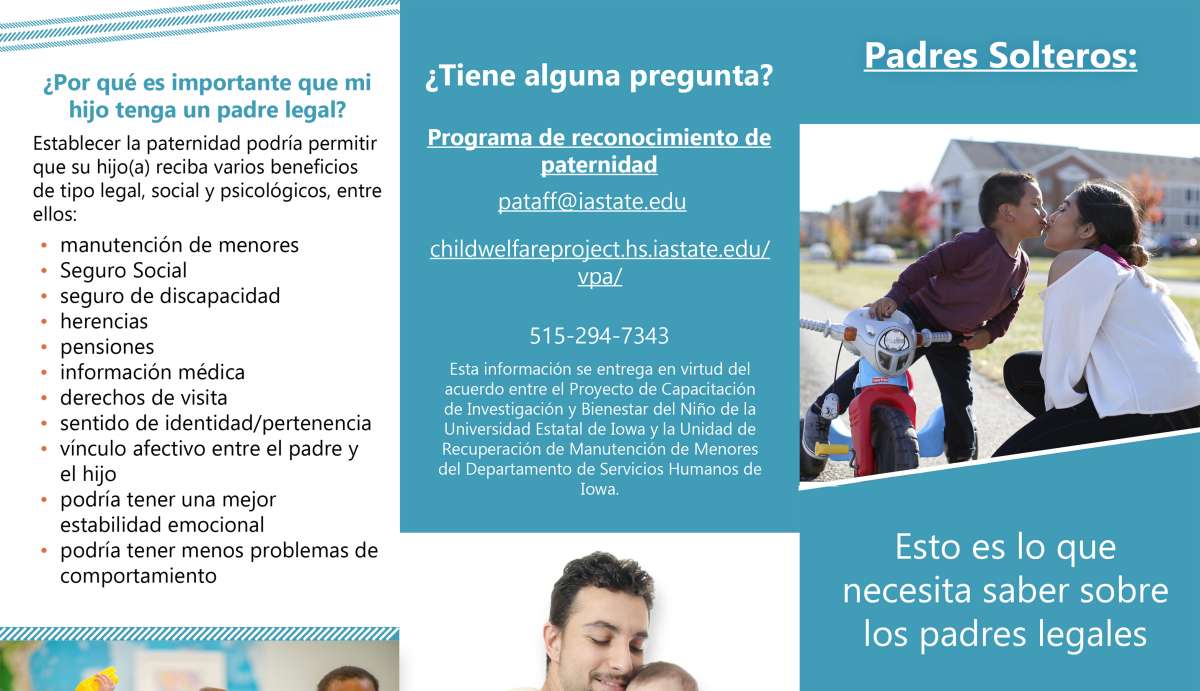 The front of the Spanish Version of the Unmarried Parents brochure